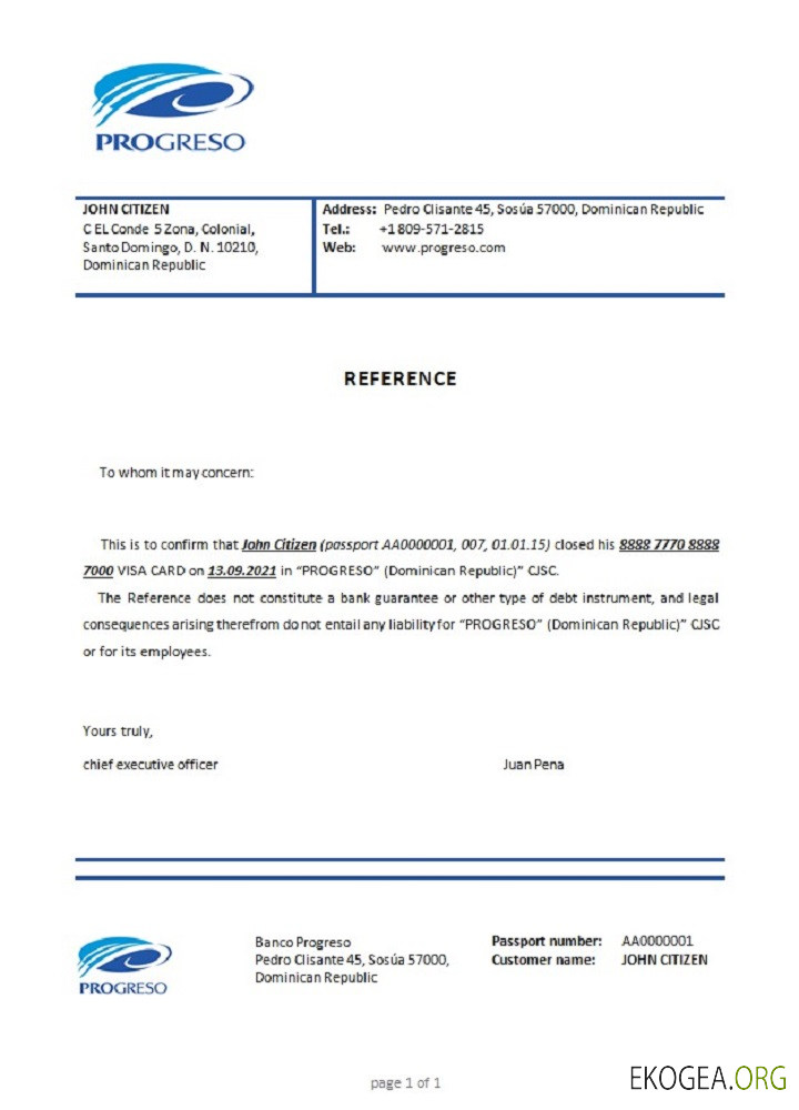 Référence Dominicia , Banco Progreso , closure